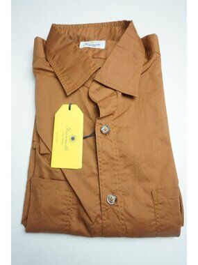Giannetto Solid Orange Cotton Button Up Shirt L NEW